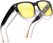 SIPHEW Night Driving Over Glasses, Anti Glare Headlight Fit Over Glasses, Yellow Polarised Night Vision Glasses for Men & Women