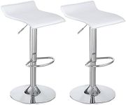 Panana Set of 2 Bar Stools Pub Home Breakfast Barstools Armless Backless Square Seat Swivel Chair (White)