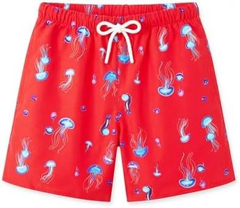 UPTRIS Girls Swim Shorts Beach Swimsuit with Mesh Liner Quick Dry Toddler Baby Girls Swimming Trunks with Pockets Surfing, Beach, Summer, Vacation and Holiday 4 Years Red