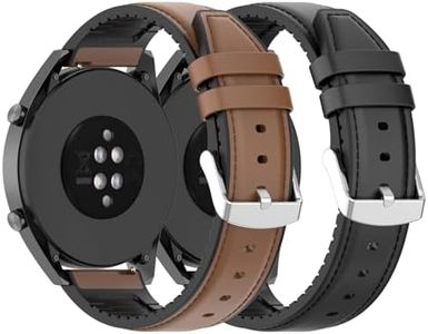 Leather Bands Compatible with Huawei Watch GT3 46mm/GT Runner/Watch 3 Pro/Watch 3 Wristband Strap Replacement Bracelet for Huawei GT 3 46mm/GT 2 Pro Smartwatch Accessories (black+brown)