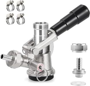 Cirwurie Keg Coupler, Sankey Keg Tap D System ID 5/16'' Draft Beer Line (304 Stainless Steel Probe) G5/8 Nuts Commercial Sankey Kegerator D Coupler with 4 Hose Clamps