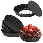 Cyimi Mini Tart Pan Set of 6, Non-Stick 4 Inch Quiche Pan, Removable Bottom Tart Pan for Pies, Quiche Bakeware, Cheese Cakes, Desserts and More