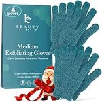 Exfoliating Bath Gloves for Shower - (2 Pairs, 4 Gloves) Medium Exfoliation, Body Scrub Shower Scrubber, Shower Exfoliating Gloves for Women & Men, Loofah Shower Glove