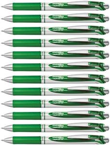 Pentel Energel Liquid Gel Pen 0.7mm Medium Nib Green Ink, Box of 12 Pens (BL77-D)