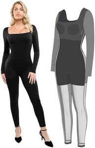 Popilush Shapewear Jumpsuit for Women Built In Shapewear Long Sleeve Tummy Control Bodysuit Body Shaper Romper