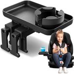 Adjustable Travel Tray - Universal Quick Attach Clamps for Car Seats, Strollers, Arm Rests, Wagons - Car Seat and Stroller Organizer