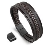 flintronic Leather Bracelet, 20.5-22cm Adjustable Fashion Punk Braided Men & Women Rope Bracelet Cuff Vintage Bracelets Wrap Set Series