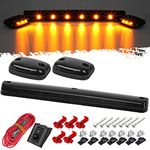 Partsam 3X Smoke Cab Light Amber 12LED Cab Marker Top Roof Running Light Assembly + Wire Harness Compatible with Silverado/Sierra 1500 2500 2500HD 3500 3500HD 2014 2500HD 3500HD 2007-2013