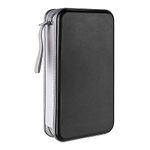 LIOVODE DVD Case, 96 Capacity CD Case Media Storage Holder Wallet Disc Collection Hard Plastic Booklet Organizer for Car(Black)