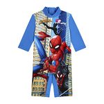 Spiderman Boys Swimsuit Surfsuit, Ages 3 to 8 Years Old (as8, Age, 6_Years, 7_Years, Regular) Blue