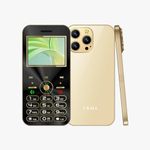 IKALL A2-2.8" Display Dual Sim Keypad Phone with Built-in 2200 mAh Long Lasting Battery, Vibrator (Gold)