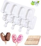 Ice Lolly Moulds with Sticks,Ice Popsicle Moulds Silicone,2pcs Cakesicle Moulds+50 lollipop Sticks,Food Grade Bpa Free Ice Cream Moulds Silicone for Kids Adults Dessert Chocolate DIY