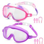 Kids Swimming Goggles, Moseem Swimming Goggles for Children and Early Teens 3-15 Years, 2-Packs Boys Girls Swim Goggles Kids, Anti-Fog Anti-UV,Clear Wide Vision,Waterproof