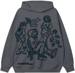 EUDOLAH Men and Women Unisex Y2K Character Graffiti Graphic Print Oversized Hoodie Long Sleeve Hiphop Sweatshirt (Medium, Z Grey)