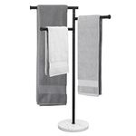 KES Free Standing Towel Rack Bathroom Towel Holder, 3-Arms Swivel Bar Towel Stand with Marble Base 40-Inch, SUS304 Stainless Steel Hand Towel Hanging Rack Stand, Matte Black, BTH219-BK