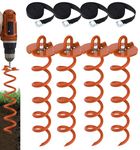 Eurmax USA 4-Pc Pack Trampoline Anchor Spiral Stakes Heavy Duty Anchor Kit for Trampoline, Tents, tarps, Canopies,car Ports,Dog tie Out and etc (Orange)