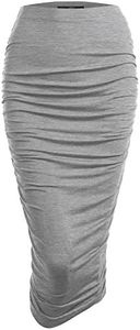 Made By Johnny WB1147 Womens Elegant High Waist Pencil Skirt with Side Shirring L Heather_Grey