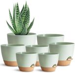 SE SUN-E Self Watering Plant Pot with Drainage Hole,Plant Pots Outdoor Flower Pots for Indoor Plants,Modern Green Plastic Self Watering Planters Succulent Pot 7pcs/Set