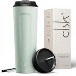 CLSK9° Tumbler with Straw and Lid (700ml) 2 in 1 Travel Mug & Tumbler, Triple-Wall Thermal Cups for Hot Drinks, Reusable Coffee Cups, Premium 316SS Steel with Copper (Leak-Proof, BPA-Free)