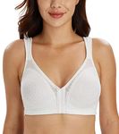 DotVol Front Closure Posture Bra Back Support Full Coverage Wirefree Jacquard Bras(White,34DD)