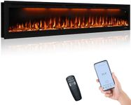 Valuxhome 84" WiFi Smart Wall Mounted & Recessed Electric Fireplaces Heater,Adjustable Top Light and Flame Colors,1500W/750W, Overheating Protection, Logset and Crystal, APP Control
