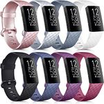 Tobfit Band Compatible with Fitbit Charge 4 Bands & Fitbit Charge 3 Bands, Classic Sport Wristbands Accessory Small Large Adjustable Replacement Strap for Fitbit Charge 4 & Fitbit Charge 3 & Fibit Charge 3 SE Fitness Tracker (8PCS(Rose Gold+Silver+Blue grey+White+Black+Navy Blue+Purple+Wine Red), Large)