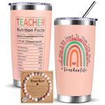 Teacher Gifts for Women-Teacher Appreciation Gifts -Gifts for Teachers Women - Birthday, Christmas, Graduation, Thanksgiving, Appreciation Week, Back to School Gifts -20 Oz Teacher Tumbler(Pink)