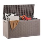 VEVOR Outdoor Storage Box, 100 Gallon Resin Deck Box, Backyard Outside Toy and Towel Storage Cabinet Waterproof, for Patio Furniture Cushions, Garden Tools, Pool Supplies & Package Delivery