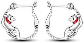 Hapour Sterling Silver Cat Hoop Earrings, Hypoallergenic Tiny Hoop Earrings Statement Huggie Small Hoops Fashion Dainty Earring Jewelry for Women