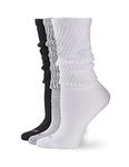 HUE Women's Slouch Sock 3 Pair Pack, White/Light Charcoal Heather/Black, One Size