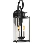 Squire Collection 2-Light Clear Glass New Traditional Outdoor Medium Wall Lantern Light Matte Black