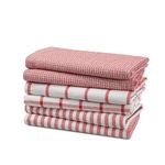 LANE LINEN Kitchen Towels Set - Pack of 4 100% Cotton Dish Towels for Drying Dishes, 18”x 28”, Kitchen Hand Towels, Absorbent Tea Towels, Premium Dish Towels for Kitchen, Quick Drying - Christmas Red