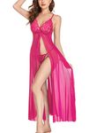 Xs and Os Women Full Length Nightwear Lingerie with Panty Rose