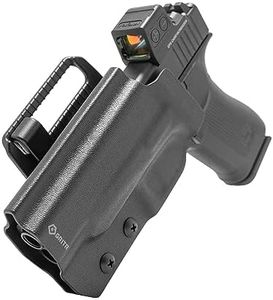 GRITR OWB Kydex Left Hand Gun Holster Fits Glock 48/G48 MOS - Optic Cut, Compatible with Safariland QLS/G-Code RTI Attachments, Adjustable Belt Loops, Open Bottom, Adjustable Cant