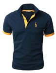 LIUPMWE Mens Polo Shirts Short Sleeve Giraffe Embroidery Golf T-Shirt S-2XL,Navy,XL