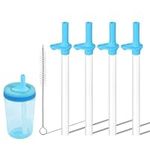 4pcs Replacement Straws and Bite Valve for Zak Designs Kelso 15 oz, Straw Cup Accessories with Straw Cleaning Brush for Kids Water Bottle, BPA Free Reusable (Blue)