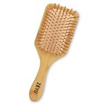 ZEYU Wooden Rectangular Bamboo Hair Brush With Round Ball Bristles, Unisex Eco-Friendly, Durable, and Gentle Detangler Paddle Comb Hairbrush For Hair Growth and Scalp Massage (Brown)