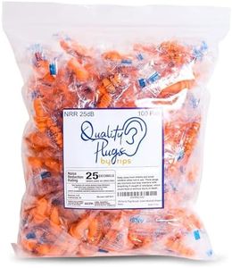 100 Pairs of Orange Reusable Ear Plugs - Individually Wrapped, Providing Ear Protection & Noise Reduction up to 25dB NRR - Bulk Silicone Ear Buds for Motorcycle, Gun Range, Shooting, Sleeping, Work