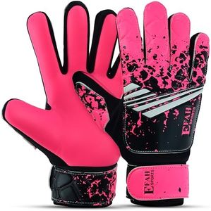 EFAH Sports Football Goalkeeper Gloves for Boys Kids Children Youth Soccer Goalie Glove with Super Grip Palms (Pink, Size 5 Suitable for 9 to 12 Years Old)