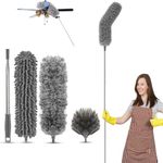 LIKE 2 STORE® Microfiber Feather Duster 4PCS - Extendable & Bendable Dusters with Long Extension Pole, Washable Lightweight Dusters for Cleaning Ceiling Fan (Twin Extra-Long)