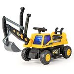 HONEY JOY Electric Ride On Push Car, 6V Battery Powered Kids Ride On Bulldozer Loader, Front Digger Shovel, Forward/Backward, Lights, Music, Electric Construction Vehicle for Kids Boys Girls, Yellow