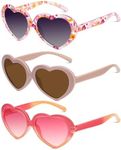 QALLY Kids Sunglasses Polarized Heart-Sunglasses: Toddler girls Sun Glasses with UV Protection for Youth Child 3Pack Age 3-12