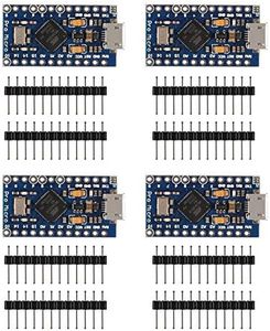 AITRIP 4PCS Pro Micro Atmega32U4 5V 16MHz Bootloadered IDE Micro USB Pro Micro Development Board Microcontroller Compatible with Pro Micro Serial Connection with Pin Header