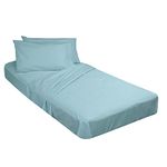 Cot Sheet and Pillow Case 4 Piece Set - 1 cot Fitted Sheet 33" x 75", 1 cot Flat Sheet 64"x 94", 2 Pillow Cases 20"x 30" Perfect for Folding Guest Bed Frame,Rollaway Beds (Light Blue Solid)