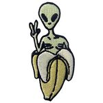 Patches Alien in Banana Oh Yeah Applique Embroidered Iron On Sew On Emblem