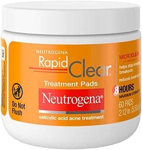 Neutrogena Rapid Clear Maximum Strength Acne Face Pads, for Acne Prone Skin, Salicylic Acid Treatment to Help Fight Breakouts, Oil-Free Facial Cleansing Pads with 2% Salicylic Acid Treatment, 60 Count