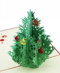 ENJOYPRO Christmas Card 8PCS, 3D Pop Up Christmas Tree Greeting Cards, Laser Cut card with Envelope for Xmas and Happy New Year (3D Christmas Tree, Pack of 8)
