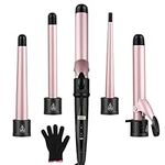 Curling Wand - Upgraded 5 in 1 Hair Curler, Curling Tongs Iron Set with 5 Interchangeable Ceramic Coating Barrels, Waver Curling Wand for Long/Short Hair, LCD Display /80-230°C Adjustment Temp