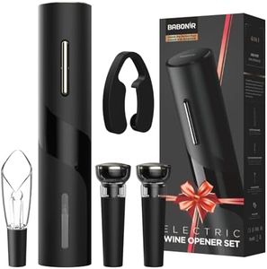 BABONIR Electric Wine Opener Set - Automatic Electronic Bottle Openers with Greeting Card, Vacuum Stoppers, Wine Aerator, and Foil Cutter, Ideal Present for Wine Lovers, Party, and Home Entertaining