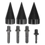 M METERXITY 3-Pack Wood Splitter Drill Bit 42mm + 45mm + 50mm + 4 Handles (Square + Round + Hex Shank + Small Hex) Firewood Log Splitter Drill Bit for Family/Outdoor/Stove/Farm [Black+Grey]